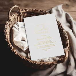 Invitación Con Relieve Metalizado Simple Revelación de Género Minimalista Dorado