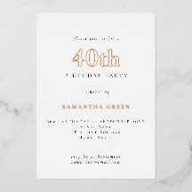 Simple tipografía 40 cumpleaños Rosa de oro