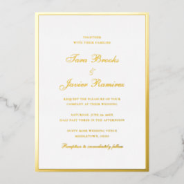 Invitación Con Relieve Metalizado Simple tradicional Boda elegante de oro formal