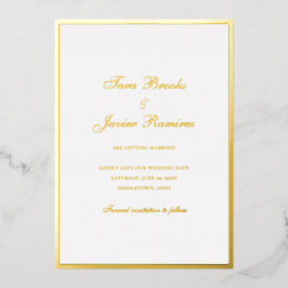Invitación Con Relieve Metalizado Simple y elegante boda formal salva la fecha