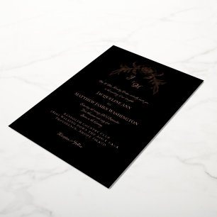 Invitación Con Relieve Metalizado Simplemente Elegante Rosa Oro Vintage Negro