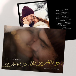 Invitación Con Relieve Metalizado Sitio web de boda con foto de guardar la fecha de