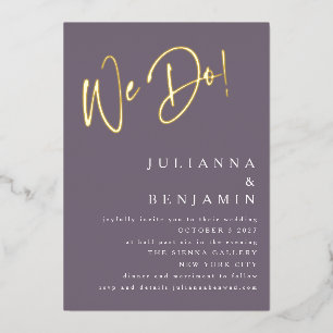 Invitación Con Relieve Metalizado Sitio web de boda elegante hacemos Dusky Purple Go