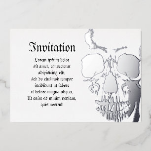 Invitación Con Relieve Metalizado Skull Face