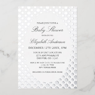 Invitación Con Relieve Metalizado Snowflake Winter Baby Shower