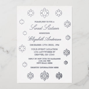 Invitación Con Relieve Metalizado Snowflake Winter Sweet Dieciséis