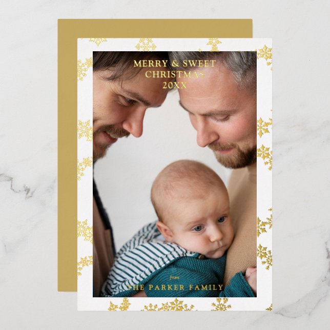 Invitación Con Relieve Metalizado Snowflake Wreath Christmas Modern Custom Photo  (Anverso/Reverso)