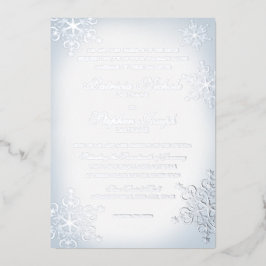Invitación Con Relieve Metalizado Snowflakes Dusty Blue Boda Silver
