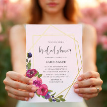 Soft Pink Watercolor Floral Foil Invitation