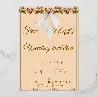 Invitación Con Relieve Metalizado Soft Watercolor Wedding Invitation