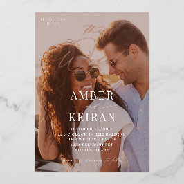 Invitación Con Relieve Metalizado Sombras- Boda de Foto Besada por el Sol