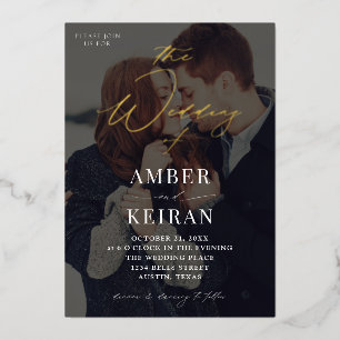 Invitación Con Relieve Metalizado Sombras - Boda de fotografías oscuras