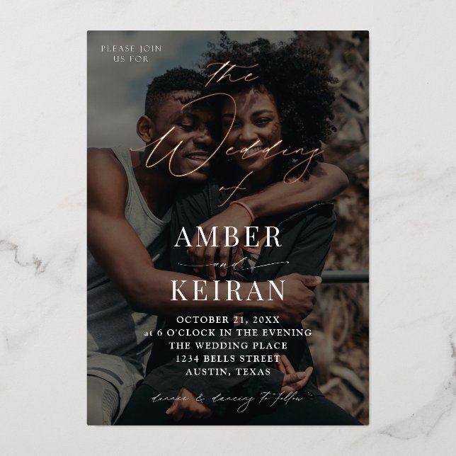 Invitación Con Relieve Metalizado Sombras - Boda fotográfico (Anverso)