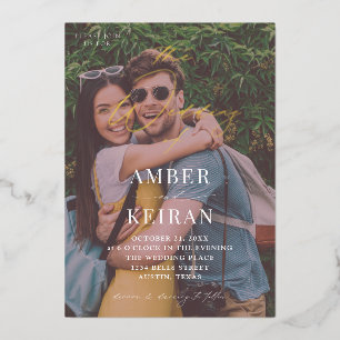 Invitación Con Relieve Metalizado Sombras de Tarde - Foto Boda