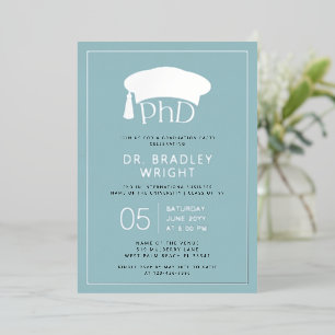 Invitación Con Relieve Metalizado Sombrero de doctorado de Phd Grado de doctorado Gr