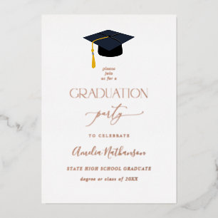 Invitación Con Relieve Metalizado Sombrero de Graduación Fiesta de Graduación Comple