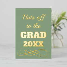 Invitación Con Relieve Metalizado Sombreros Fuera para el Graduado de Simple y Elega