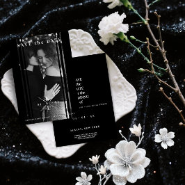 Invitación Con Relieve Metalizado Sophisticated B&W Photo Couple Lesbian Gay Wedding