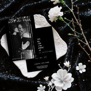 Invitación Con Relieve Metalizado Sophisticated B&W Photo Couple Lesbian Gay Wedding