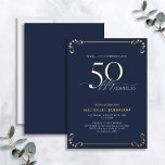 Invitación Con Relieve Metalizado Sorpresa 50 y fabuloso cumpleaños azul y oro<br><div class="desc">¡Es tu cumpleaños especial, y es hora de celebrarlo! ¿Quieres lanzar el mejor bash de la ciudad? Asegúrese de que comienza con el más alto estilo con esta Invitación al Relieve metalizado de cumpleaños Sorprende 50 y Fabuloso Blue & Gold. Seguramente marcará el tono para una celebración glamorosa. Esta bonita...</div>