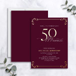 Invitación Con Relieve Metalizado Sorpresa 50 y fabuloso cumpleaños de Borgoña y Oro<br><div class="desc">¡Es tu cumpleaños especial, y es hora de celebrarlo! ¿Quieres lanzar el mejor bash de la ciudad? Asegúrese de que comienza con el más alto estilo con esta Sorpresa 50 y Fabulosa Invitación a Relieve metalizado de cumpleaños de Borgoña y Oro. Seguramente marcará el tono para una celebración glamorosa. Esta...</div>