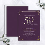 Invitación Con Relieve Metalizado Sorpresa 50 y fabuloso cumpleaños morado y dorado<br><div class="desc">¡Es tu cumpleaños especial, y es hora de celebrarlo! ¿Quieres lanzar el mejor bash de la ciudad? Asegúrese de que comienza con el más alto estilo con esta Invitación al Relieve metalizado Surprise 50 y Fabuloso Purple & Gold Birthday. Seguramente marcará el tono para una celebración glamorosa. Esta bonita invitación...</div>