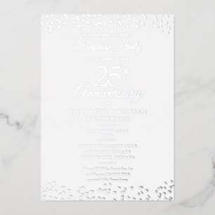 Invitación Con Relieve Metalizado Sorpresa de 25º aniversario de bodas de plata
