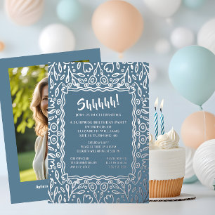 Invitación Con Relieve Metalizado Sorpresa de cumpleaños número 40 personalizada con