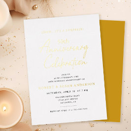 Invitación Con Relieve Metalizado Sorpresa Mínima Moderna 50 Aniversario de Boda
