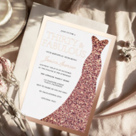 Invitación Con Relieve Metalizado Sparkle Dress 30th Birthday Party Rose Gold