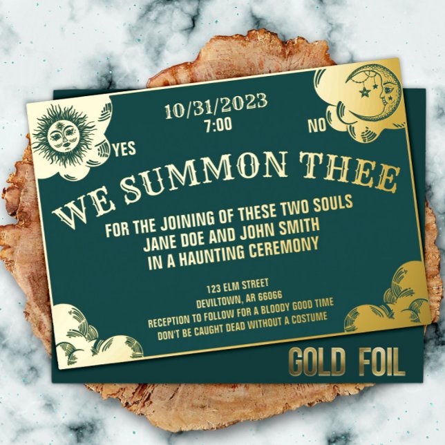 Invitación Con Relieve Metalizado Spirit Board Halloween Boda gótica y ducha (Subido por el creador)