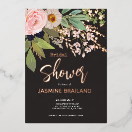 Invitación Con Relieve Metalizado Spring Garden Floral Bouquet Bridal Shower