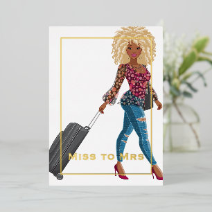 Invitación Con Relieve Metalizado Sra. Travel Bachelorette Party Relieve metalizado