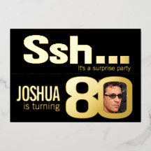 Ssh... Sorpresa 80.ª fiesta de cumpleaños oro negr