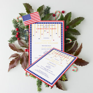 Invitación Con Relieve Metalizado Stars & Stripes American Flag Christmas Fundraiser