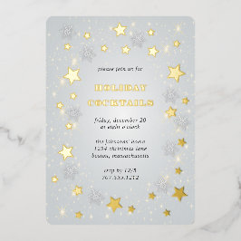 Invitación Con Relieve Metalizado Stary Navidades Sky | Invitación al Relieve metali