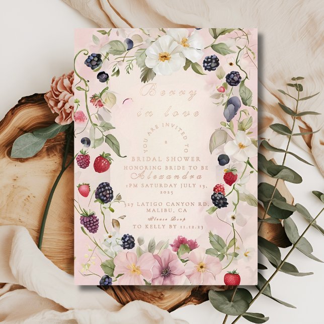 Invitación Con Relieve Metalizado Strawberry Bow Bridal Shower Invitation (Subido por el creador)