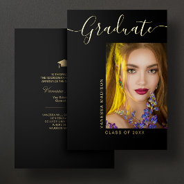 Invitación Con Relieve Metalizado Stunning Elegant Modern Photo Gold Foil Grad Card