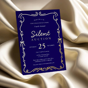 Invitación Con Relieve Metalizado Subasta silenciosa de recaudación de fondos elegan