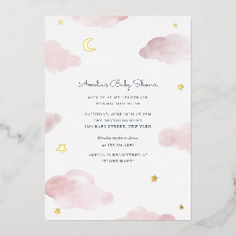 Invitación Con Relieve Metalizado Sueños dulces rosados y Relieves metalizados dorad