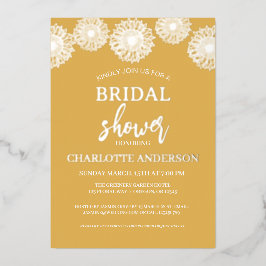 Invitación Con Relieve Metalizado Sunflowers Garden Floral Bridal Shower Gold