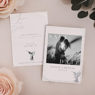 Invitación Con Relieve Metalizado Superposición de fotos para guardar la fecha de la