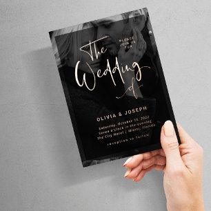 Invitación Con Relieve Metalizado Superposición de oro Rosa moderna   Boda fotográfi