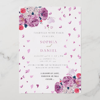 Invitación Con Relieve Metalizado Susurros Del boda De Bloom