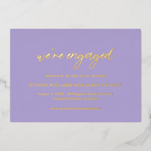 Invitación Con Relieve Metalizado Sydney Lavender Moderno Aviso de Boda