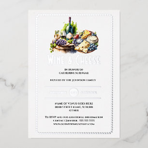 Invitación Con Relieve Metalizado Tabla de queso de vino de hojalata real charcuterí