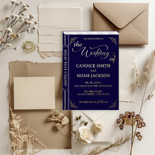 Invitación Con Relieve Metalizado Tale de hadas Cubierta del libro Whimsical Boda az