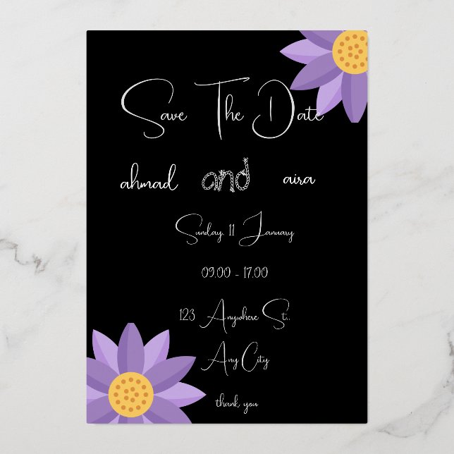 Invitación Con Relieve Metalizado "Tarjetas de Boda de Romance de Encaje Vintage" (Anverso)