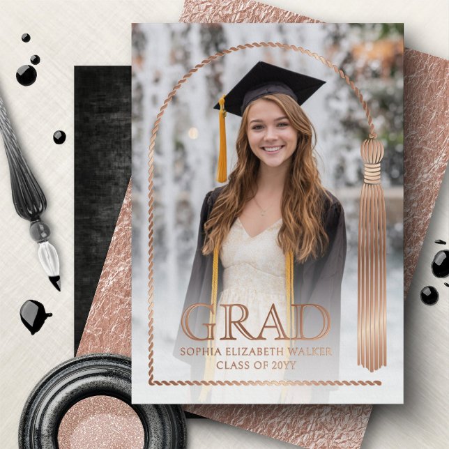 Invitación Con Relieve Metalizado Tassel Arch Foil Graduation Announcement (Subido por el creador)