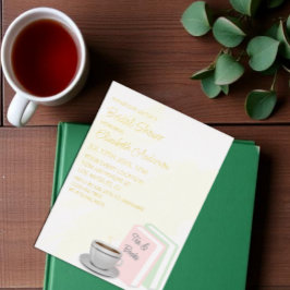 Invitación Con Relieve Metalizado Tea & Books Bridal Shower